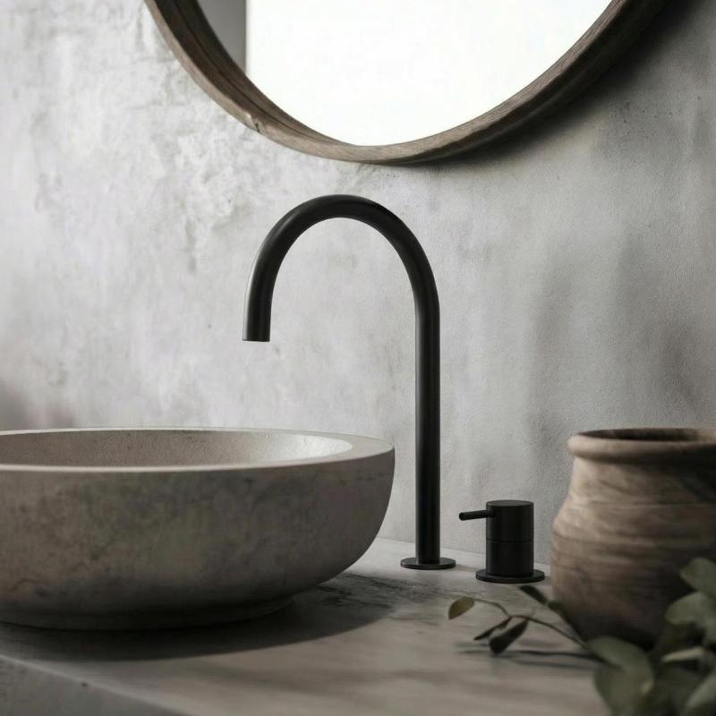 Waterevolution Flow 2-otvorová umývadlová batéria čierna s vysokým U 200 mm výtokom T1122UPR