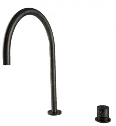 Waterevolution Flow 2-otvorová umývadlová batéria PVD Gun Metal s vysokým U 200mm výtokom T1122UGME