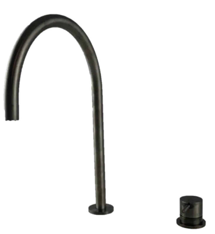 Waterevolution Flow 2-otvorová umývadlová batéria PVD Gun Metal s vysokým U 200 mm výtokom T1122UGME