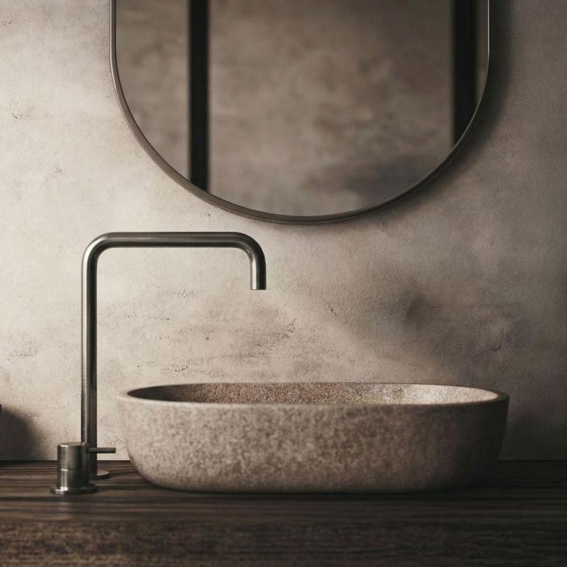 Waterevolution Flow 2-otvorová umývadlová batéria vysoký výtok 222 PVD Gun Metal T122HGME