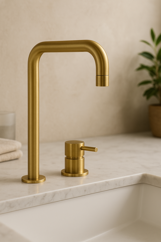 Waterevolution Flow 2-otvorová umývadlová batéria Vysoký výtok 222 brúsená mosadz T122HLE