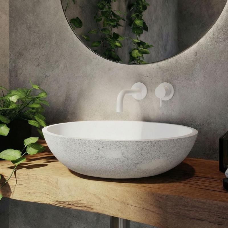 Waterevolution Flow vstavaná umývadlová batéria biela výtok 10 cm T116BBR-10