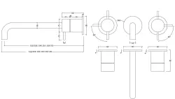 Waterevolution Flow 3-otvorová vstavaná umývadlová batéria Plne nerezová s výtokom 15cm T1163FIE-15