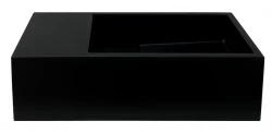 Solid-S Fontána z kompozitného materiálu, matná čierna, rozmery Š36 x H18 x V10 cm, s krytom, model vľavo bez otvoru na vodovodnú batériu, 1208954157