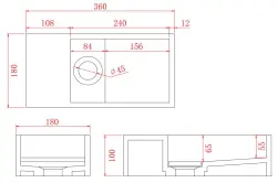 Solid-S Fontána z kompozitného materiálu, matná čierna, rozmery Š36 x H18 x V10 cm, s krytom, model vľavo bez otvoru na vodovodnú batériu, 1208954157