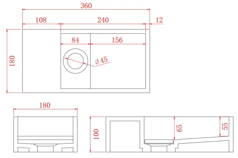 Solid-S Fontána z kompozitného materiálu, matná čierna, rozmery Š36 x H18 x V10 cm, s krytom, model vľavo bez otvoru na vodovodnú batériu, 1208954157