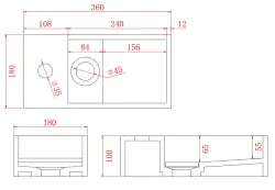 Solid-S Fontána z kompozitného materiálu, matná čierna, rozmery Š36 x H18 x V10 cm, s krytom, model s výtokom na ľavej strane, 1208954158