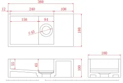 Solid-S Fontána z kompozitného materiálu, matná čierna, rozmery Š36 x H18 x V10 cm, s krytom, model vpravo bez otvoru na vodu, 1208954164