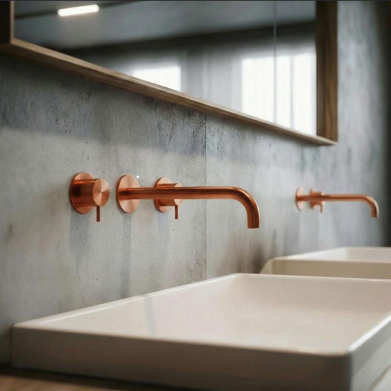 Waterevolution Flow 3-otvorová vstavaná batéria k umývadlu PVD meď s výtokom 21 cm T1163FCPE-21