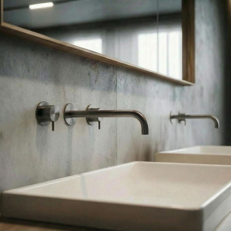 Waterevolution Flow 3-otvorová vstavaná batéria k umývadlu PVD Gun metal s výtokom 21 cm T1163FGME-21