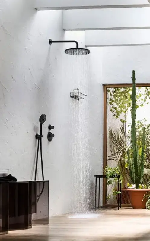 SB round concealed shower set in matt black