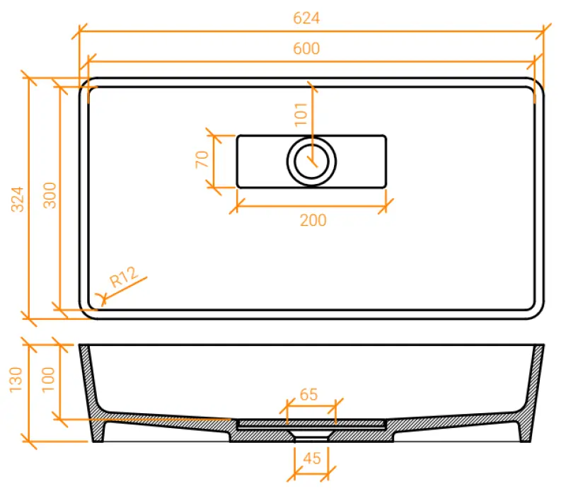 Solid-S City Umyvadlo na montáž, matná biela, 62 x 32 cm, so skrytým odtokom 1208954250