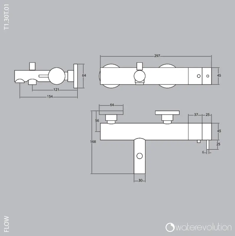 Waterevolution Flow vaňová batéria s ručnou sprchovou sadou PVD Gun Metal T130GME