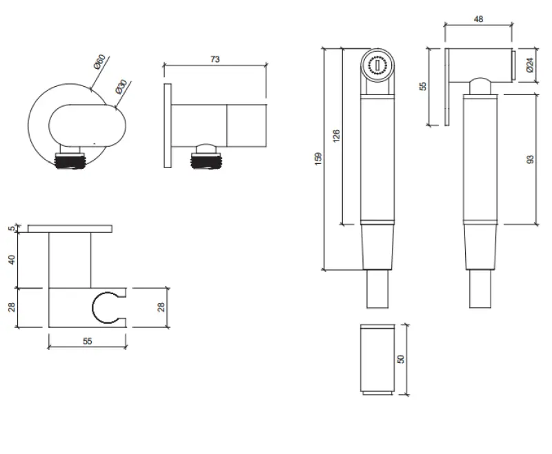 Waterevolution Flow Bidet ručná sprcha sada PVD Gun Metal T1626GME