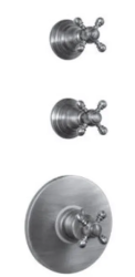 PB Classic nostalgická vstavaná sprchová termostatická batéria s 2 uzatváracími ventilmi, vzhľad nerezovej ocele