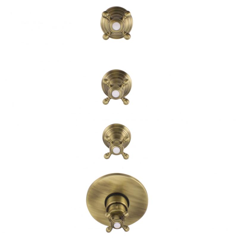 "PB Classic nostalgická vstavaná sprchová termostatická batéria s 3 uzatváracími ventilmi bronz"