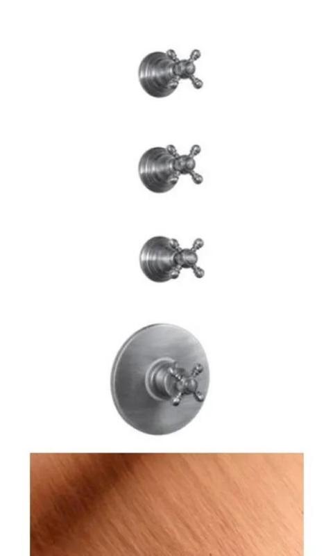 PB Classic nostalgická vstavaná sprchová termostatická batéria s 3 kohútikmi, meď