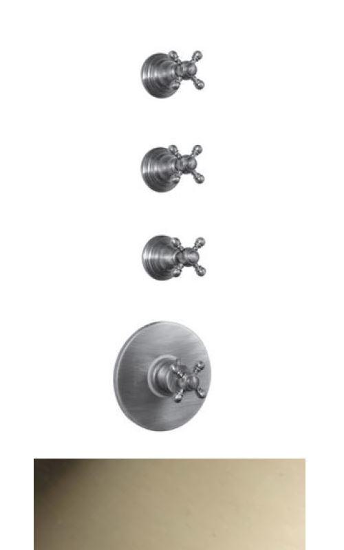 PB Classic nostalgická vstavaná sprchová termostatická batéria s 3 uzatváracími ventilmi, vzhľad nerezovej ocele