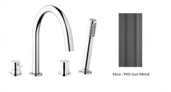 Waterevolution Flow 4-otvorová vaňová batéria na montáž na okraj vane úplne PVD Gun Metal T138GME