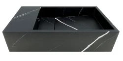 Solid-S Marble pevný povrch umývadlo B40xD22xH10cm mramor matná čierna ľavá bez otvoru pre batériu 1208954632