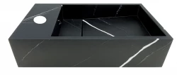 Solídny povrch Solid-S Marble umývadlo B40xD22xH10cm mramor matná čierna vľavo s otvorom na batériu 1208954633