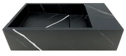 Solid-S Marble pevný povrch umývadlo B40xD22xV10cm mramor matný čierny vpravo bez otvoru voor kraan 1208954635