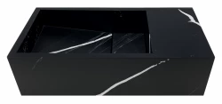 Solid-S Marble pevný povrch fontány B36xD18xH10cm mramor matný čierny pravý bez dierky pre kohútik 1208954639