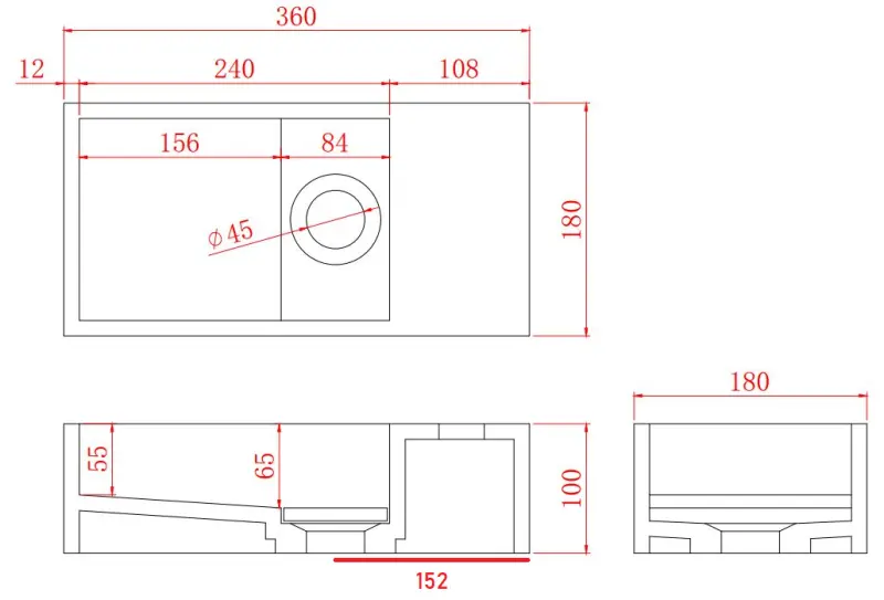 Solid-S Marble pevný povrch fontány B36xD18xH10cm mramor matný čierny pravý bez dierky pre kohútik 1208954639