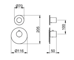 SB 316 ESTETIKA Okrúhla vstavaná termostatická batéria s 1 výstupom / uzatváracím ventilom PVD brúsené zlato 1208954895