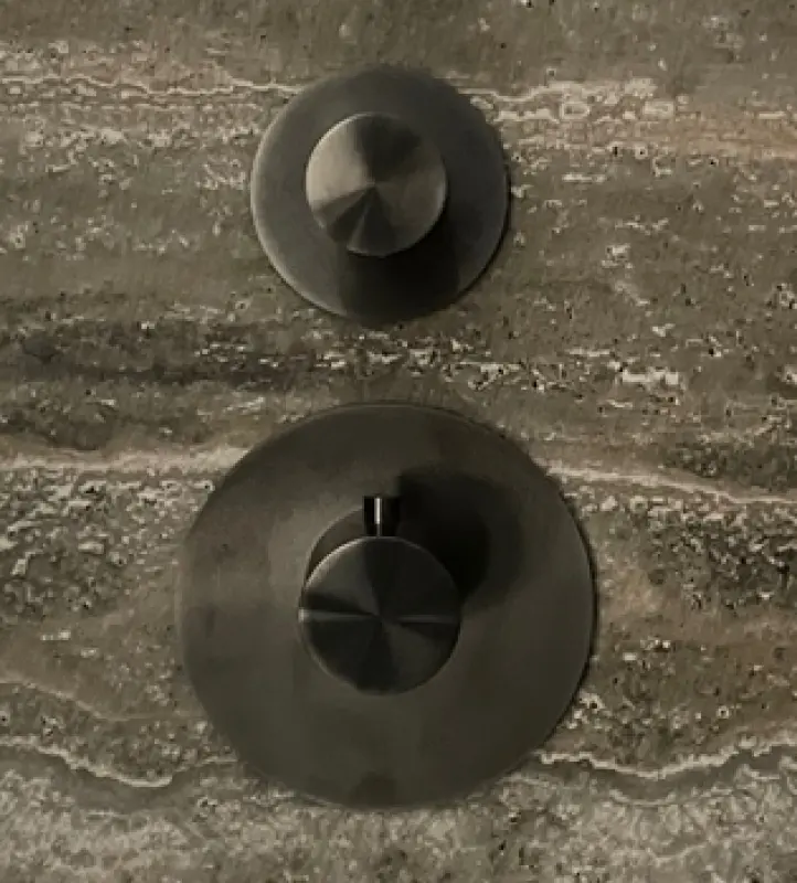 SB 316 ESTETIKA Okrúhla vstavaná termostatická batéria s 1 výstupom / uzatváracím ventilom PVD brúsený gun metal 1208954896