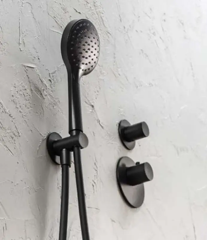 SB AESTHETICS Okrúhla vstavaná termostatická batéria s 1 výstupom / uzatváracím ventilom matná čierna 1208954898