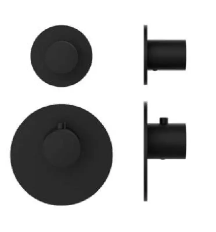 SB AESTHETICS Okrúhla vstavaná termostatická batéria s 2 výstupmi / prepínacia ventil matná čierna 1208954916