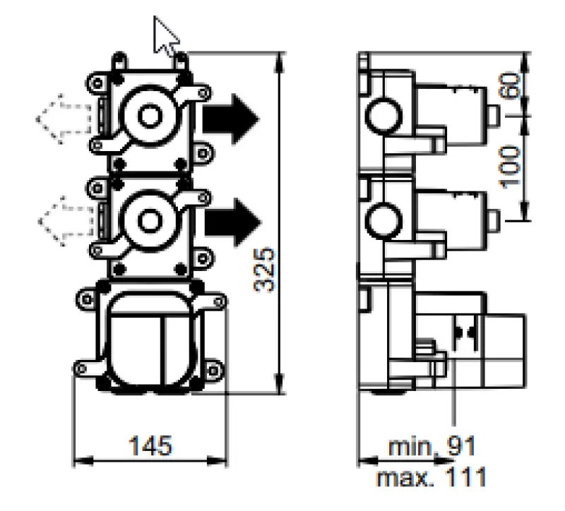 SB 316 AESTHETICS Round Vstavaná termostatická batéria s 2 výstupmi / 2 x uzatvárací ventil úplne z nehrdzavejúcej ocele 1208954919