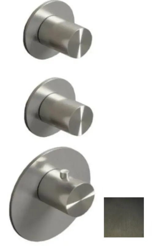 SB 316 AESTHETICS Round Vstavaná termostatická batéria s 3 vývodmi s prepínačom a uzatváracím ventilom PVD gun metal brúsená 1208954952