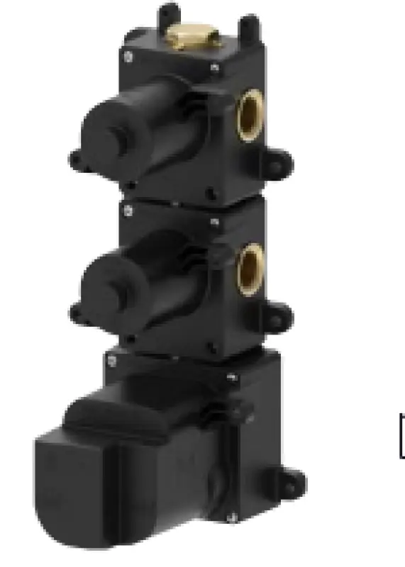 SB AESTHETICS Okrúhla vstavaná termostatická batéria s 3 výstupmi, s prepínačom a uzatváracím ventilom, matná biela 1208954955