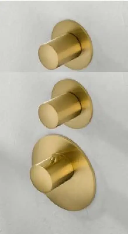 SB 316 AESTHETICS Okrúhly vstavaný termostatický kohútik so 4 výstupmi/ 2x prepínací ventil PVD zlatý kartáčovaný 1208954958