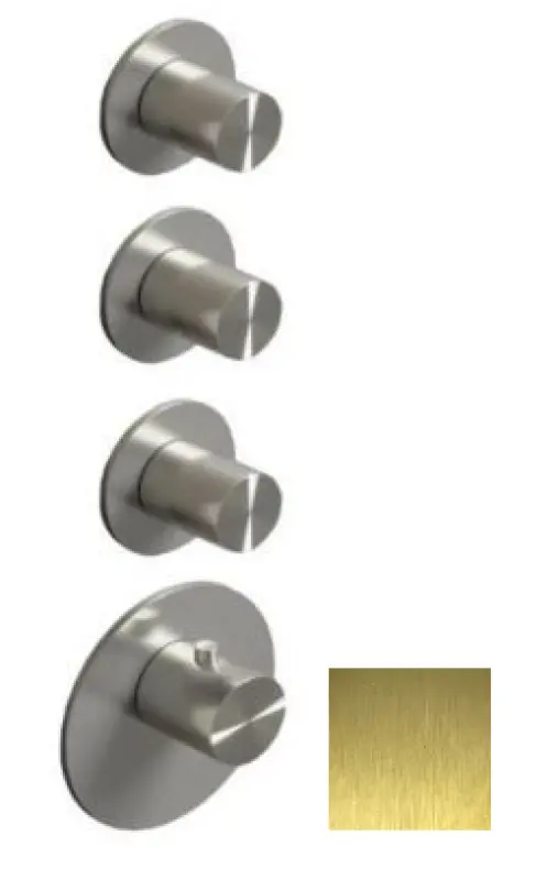 SB 316 AESTHETICS Okrúhly vstavaný termostatický kohútik s 3 výstupmi/ 3x uzatvárací ventil PVD zlatá kartáčovaná 1208954966