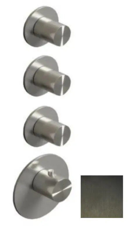 SB 316 ESTETIKA Okrúhly vstavaný termostatický kohútik s 3 výstupmi/ 3x uzatvárací kohútik PVD brúsený zbraňový kov 1208954967