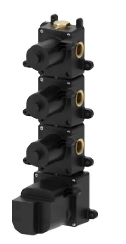 SB 316 ESTETIKA Okrúhly vstavaný termostatický kohútik s 3 výstupmi/ 3x uzatvárací kohútik PVD brúsený zbraňový kov 1208954967