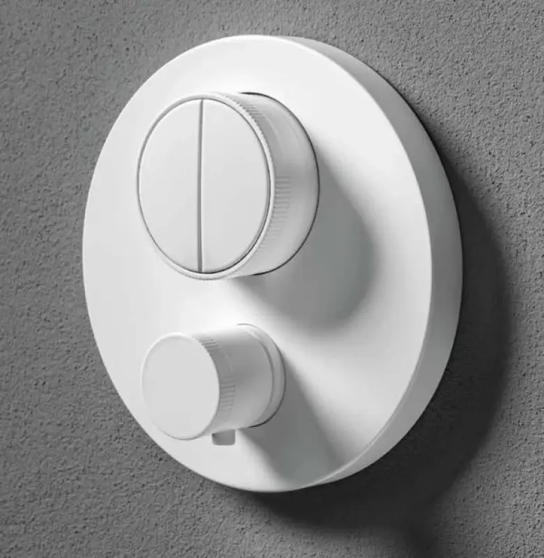 SB Push Round vstavaná termostatická batéria s tlačidlovým prepínačom a regulátorom objemu matná biela 1208955067