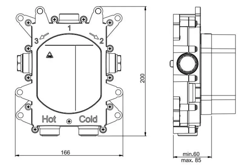 SB Push Round Vstavaná termostatická batéria s tlačidlovým prepínačom a regulátorom objemu PVD gun metal kartáčovaný 1208955073