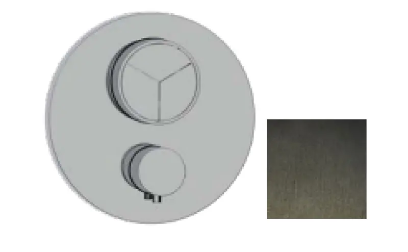 SB Push Round vstavaná termostatická batéria s tlačidlom, 3-cestným prepínačom a reguláciou objemu PVD gun metal 1208955121