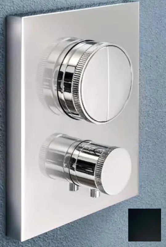 SB Push Square vstavaná termostatická batéria s tlačidlovým prepínačom a regulátorom objemu, matná čierna 1208955126