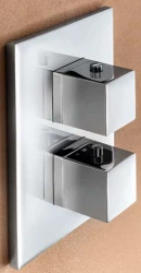 SB Universale vierkante inbouw thermostaatkraan met 2 uitgangen chroom 1208955139