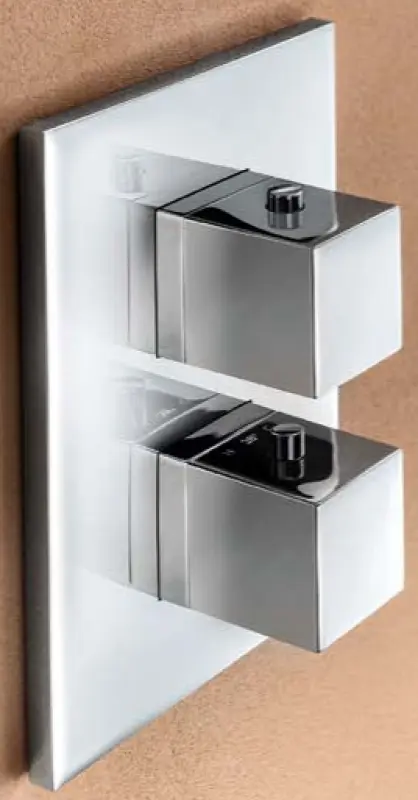 SB Universale vierkante inbouw thermostaatkraan met 2 uitgangen chroom 1208955139