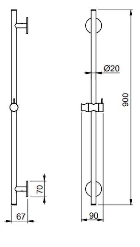 SB Rubinetterie Universale L900 sprchová tyč PVD gun metal 316 1208955243