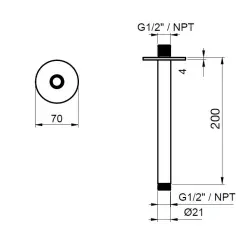 SB Round 316 stropné rameno sprchy okrúhle 20cm PVD meď 1208955309