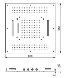 SB Square vstavaná dažďová sprcha so 4 typmi prúdov a chromoterapiou osvetlením, matná biela 1208955386