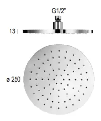 SB Round mosadzná dažďová sprchová hlavica 25 cm chróm 1208955608