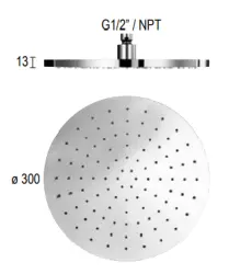 SB Round Mosadzná dažďová sprchová hlava 30 cm Chróm 1208955621